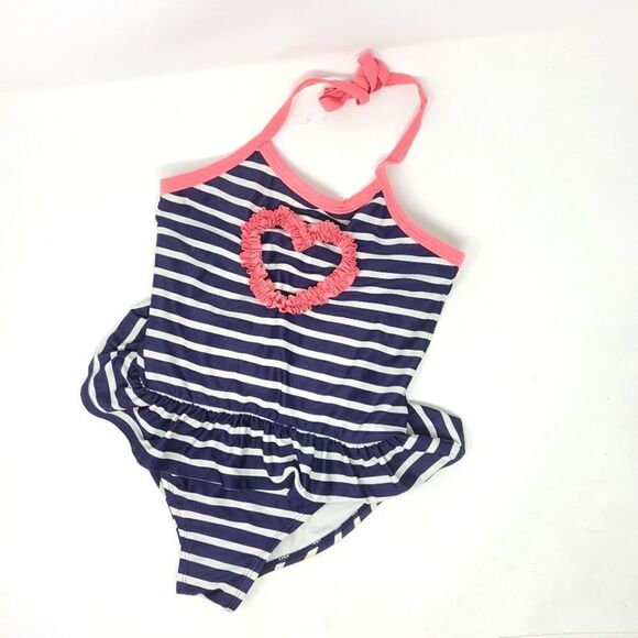 GYMBOREE Girls Ruffle Heart Halter Swimsuit Size 7 - Picture 1 of 6